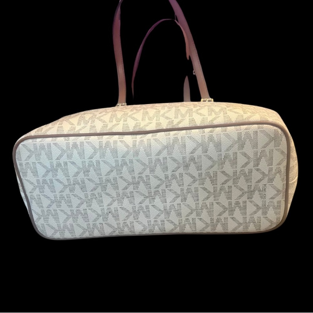 Michael Kors Cream and Brown MK Tote - Picture 3 of 7